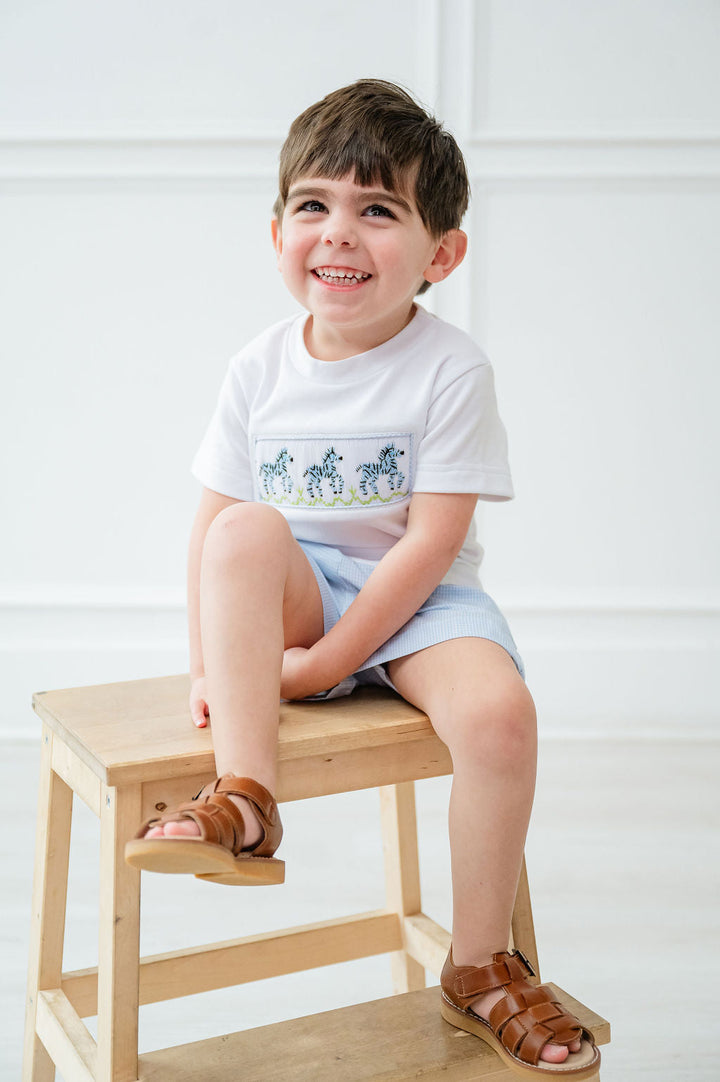 Zebras Smocked Beau T-Shirt/Shorts Set