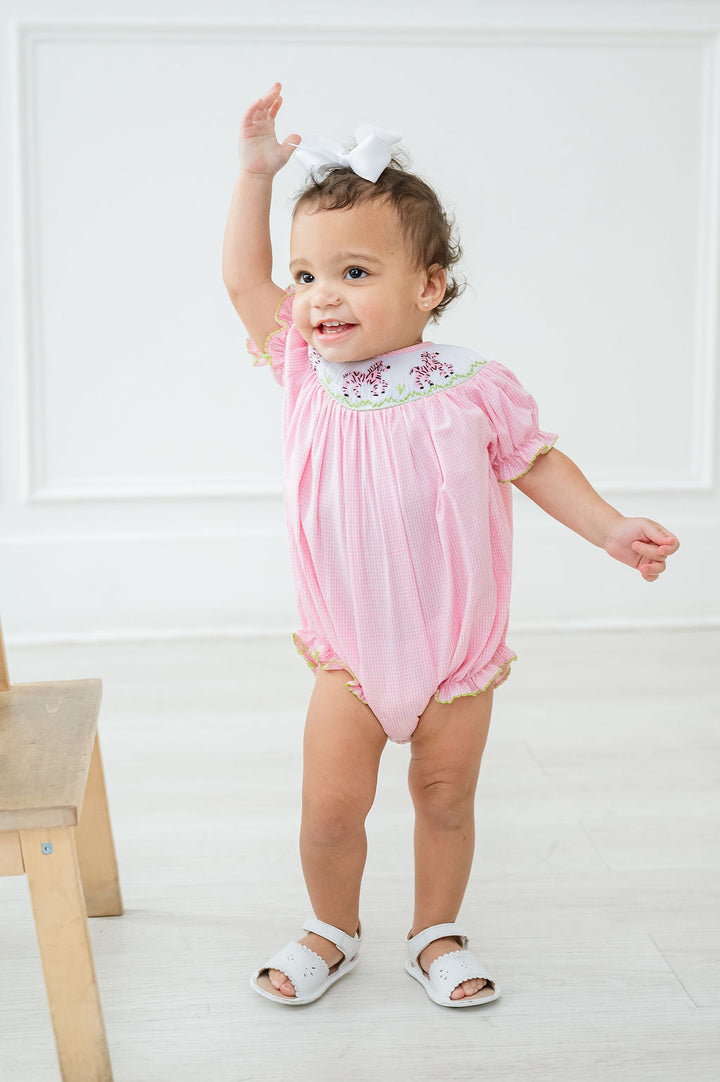 Zebras Smocked Birdie Bubble