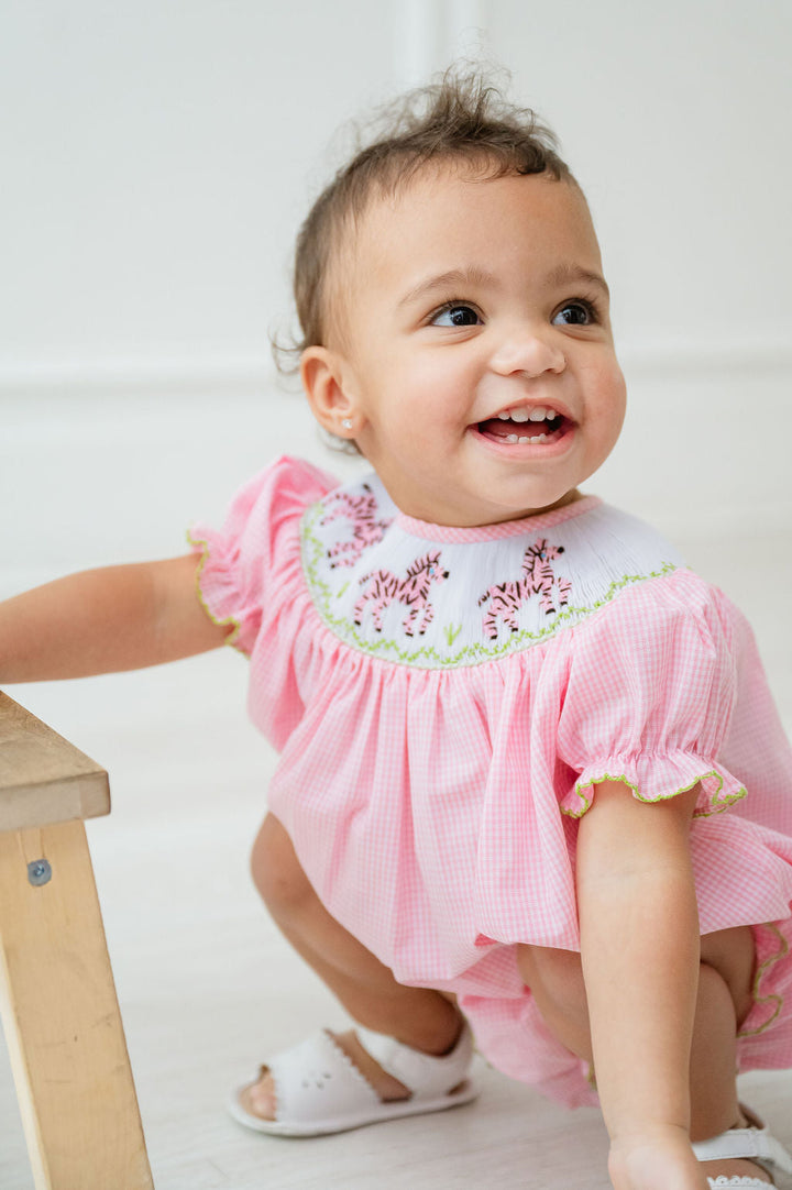 Zebras Smocked Birdie Bubble