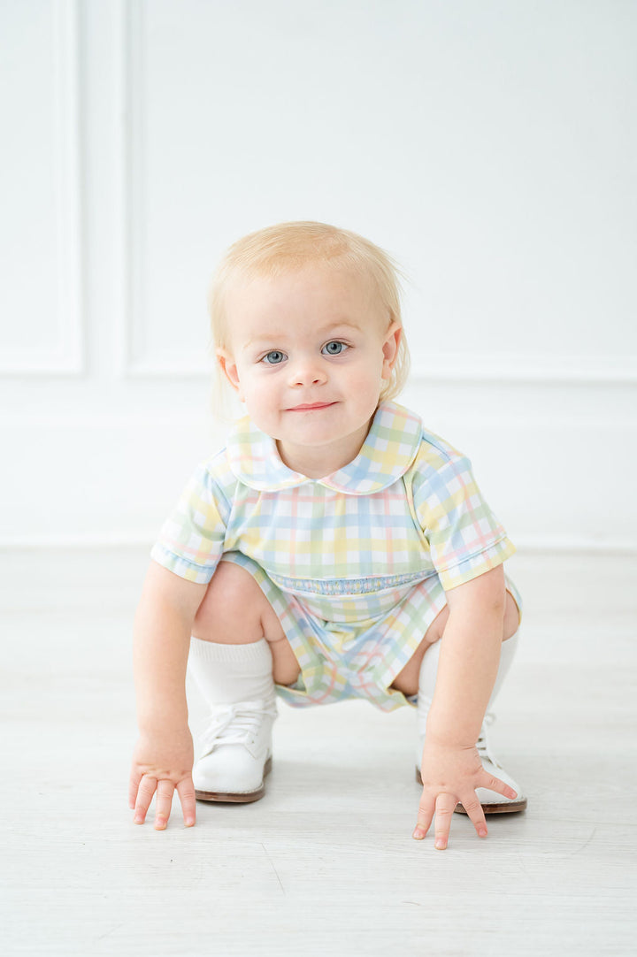 Pastel Smocked Easter Plaid Samuel Shirt/Shorts Set