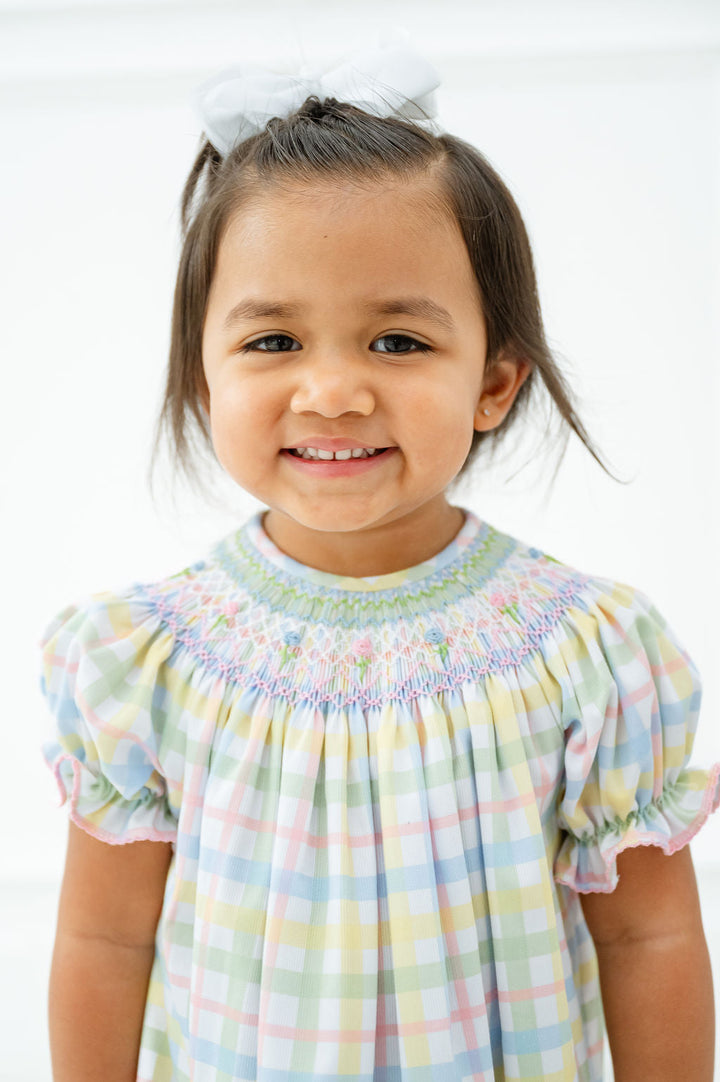 Pastel Smocked Easter Plaid Helen Dress