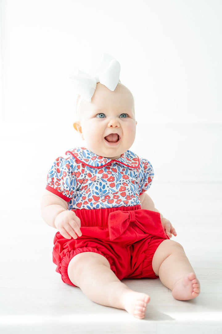 Patriotic Floral Pima Baby Onesie Set