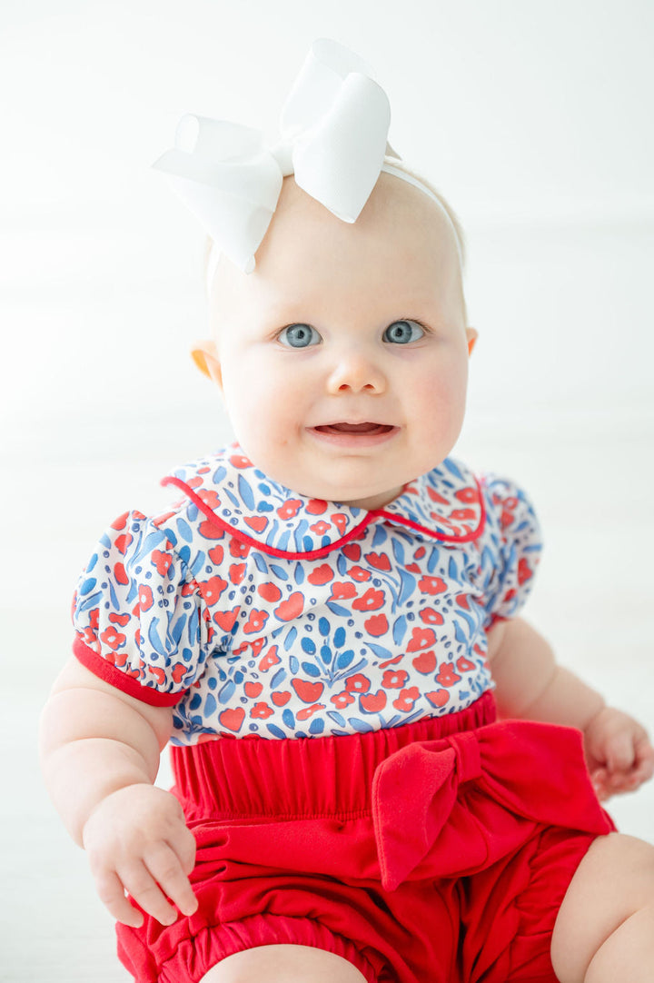 Patriotic Floral Pima Baby Onesie Set