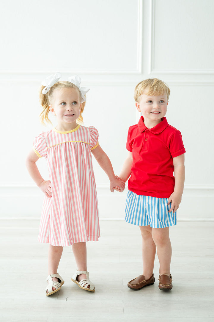 Summertime Stripes Pima Shep Polo/Shorts Set