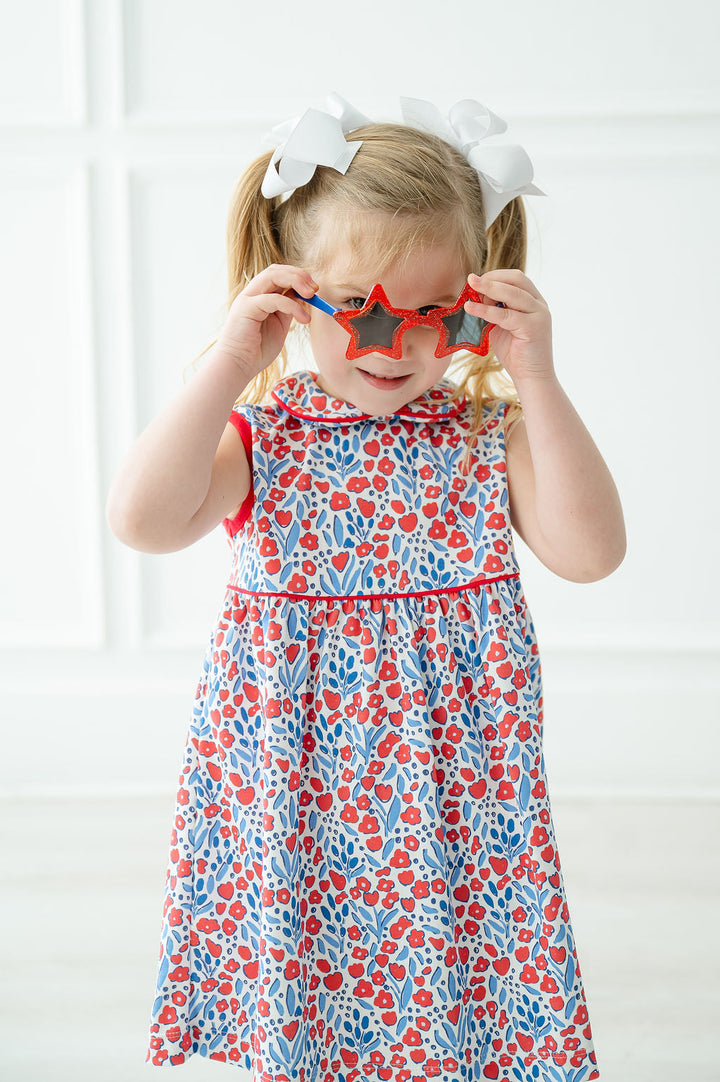 Patriotic Floral Pima Libby Dress