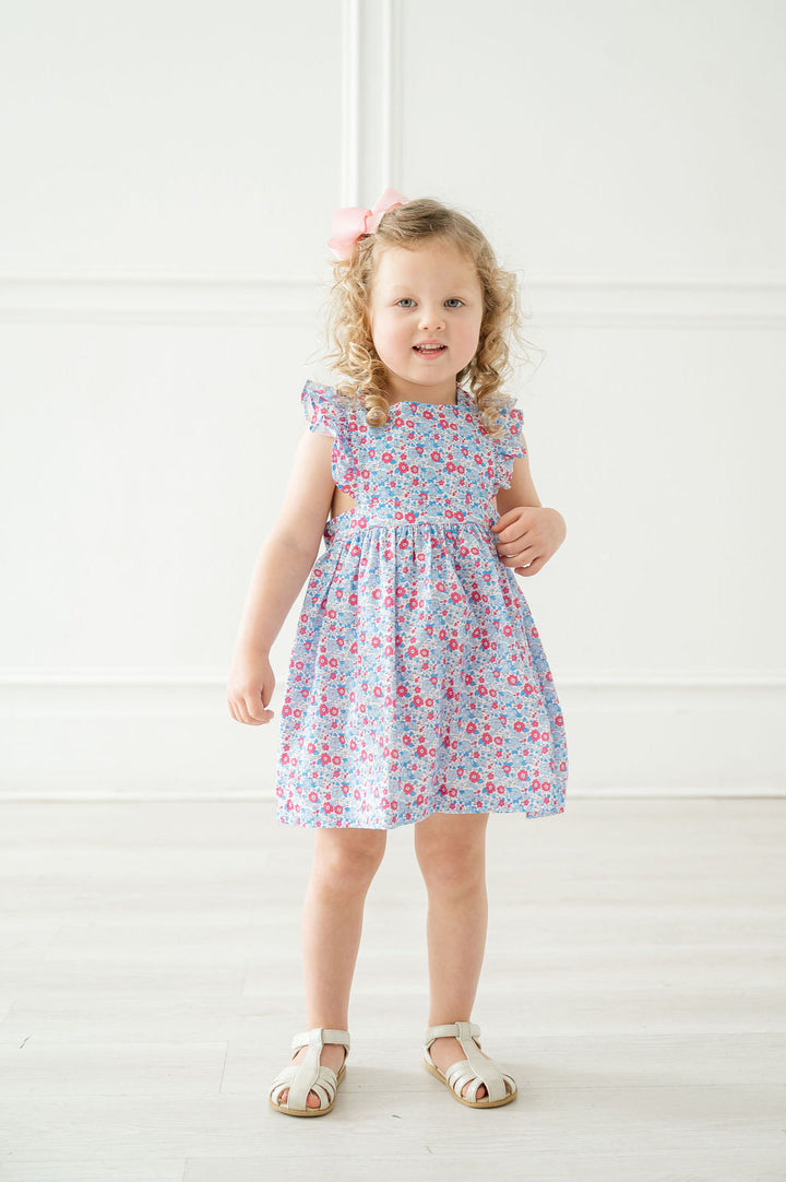 Periwinkle Poppy Floral Pinafore Dress