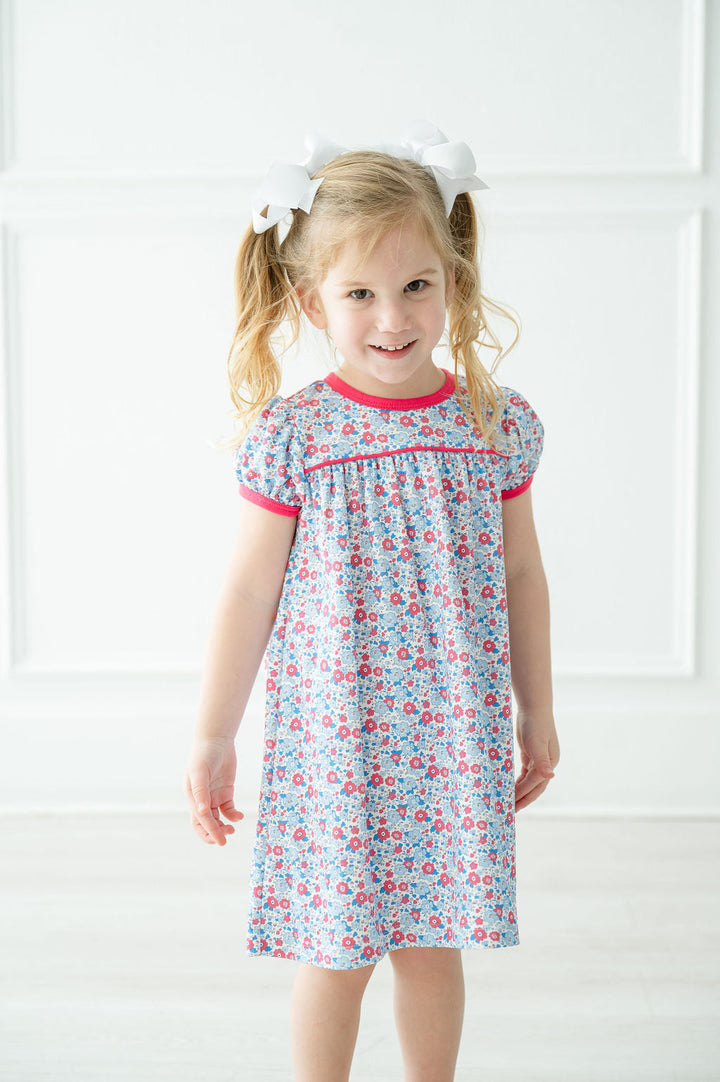 Periwinkle Poppy Floral Pima Catherine Dress