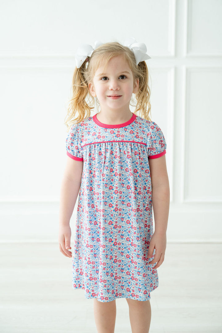 Periwinkle Poppy Floral Pima Catherine Dress
