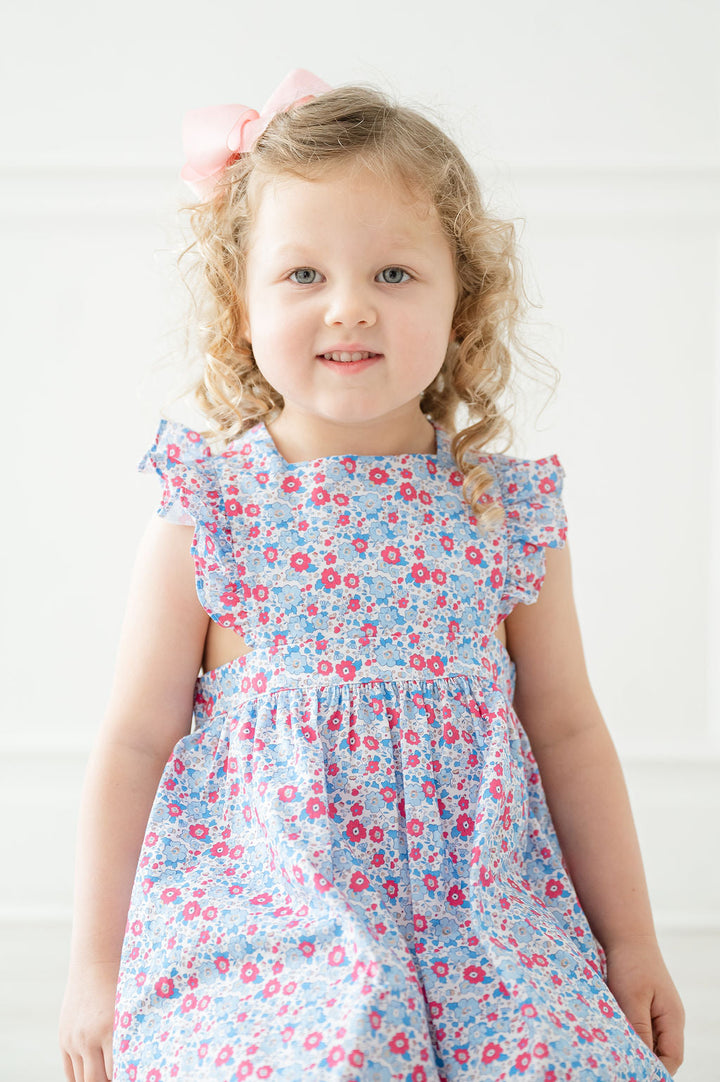Periwinkle Poppy Floral Pinafore Dress