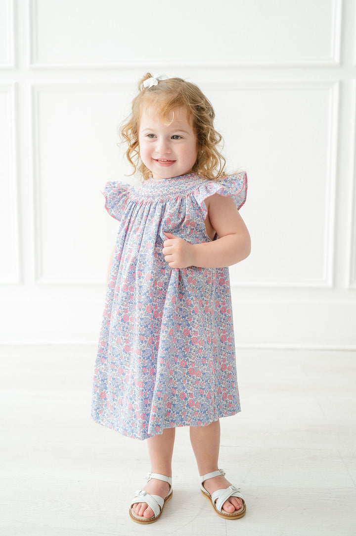Periwinkle Poppy Floral Smocked Helen Dress