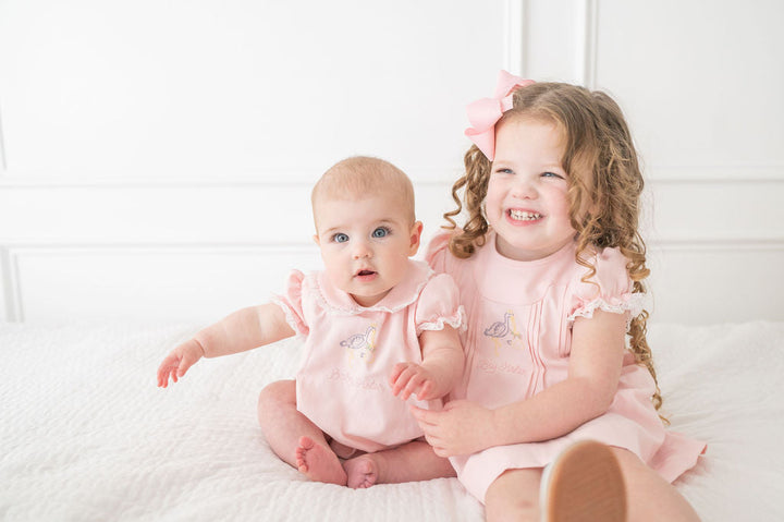 Little Baby Sister Embroidered Stork Bubble