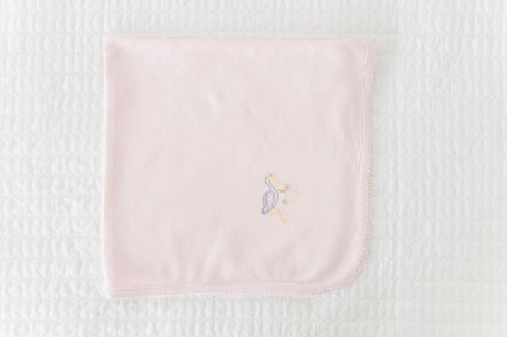 Pink Stork Receiving Blanket