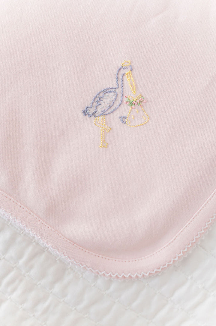 Pink Stork Receiving Blanket