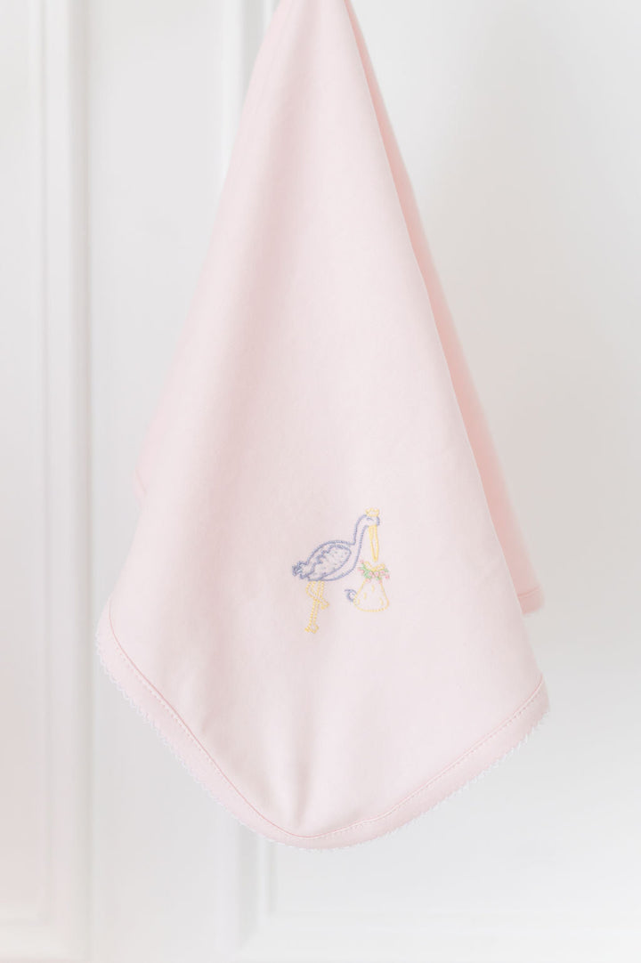 Pink Stork Receiving Blanket