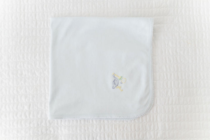 Blue Stork Receiving Blanket