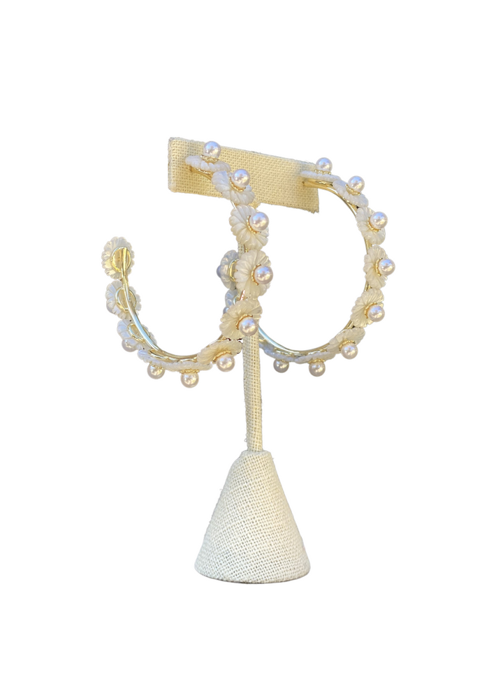 mother of pearl wildflower hoops