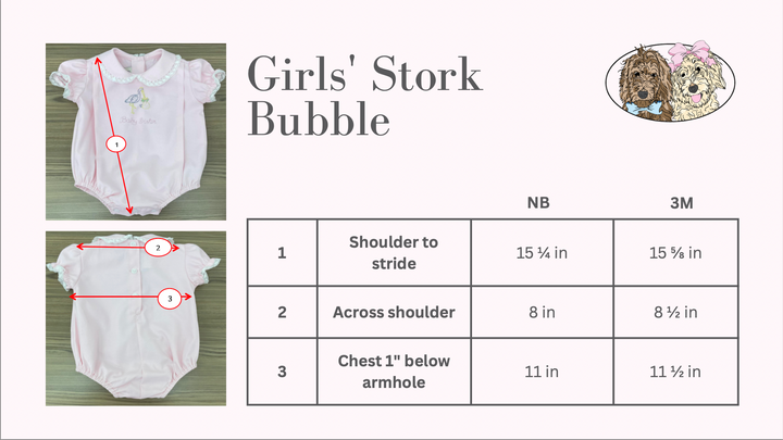 Little Baby Sister Embroidered Stork Bubble