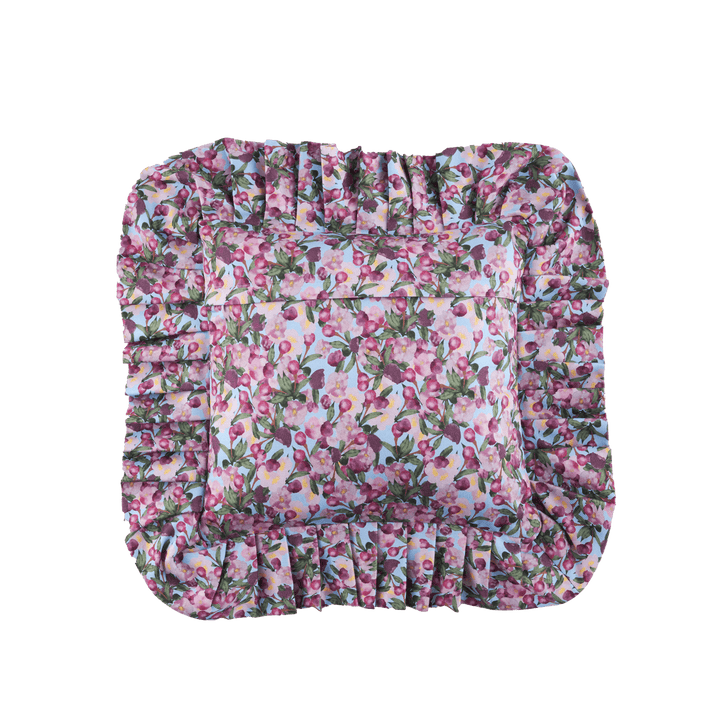 Ruffled Pillow Cover Romance is Dead Blue