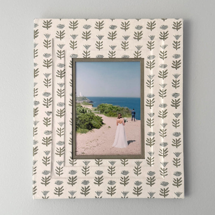 Block Printed Picture Frame in Claire Serene