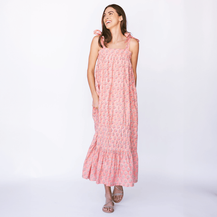 Coral Rock Flower Florence Dress