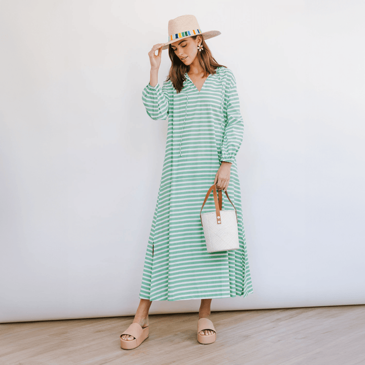 Green and White Stripe Sienna Dress