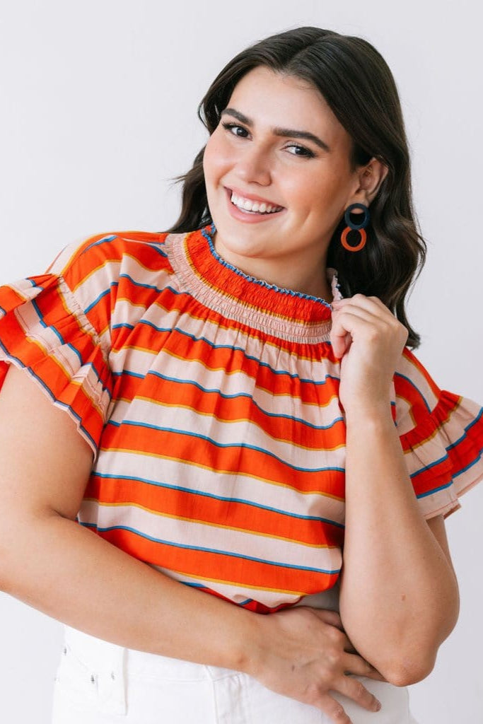 Hidalgo Stripe Flutter Top