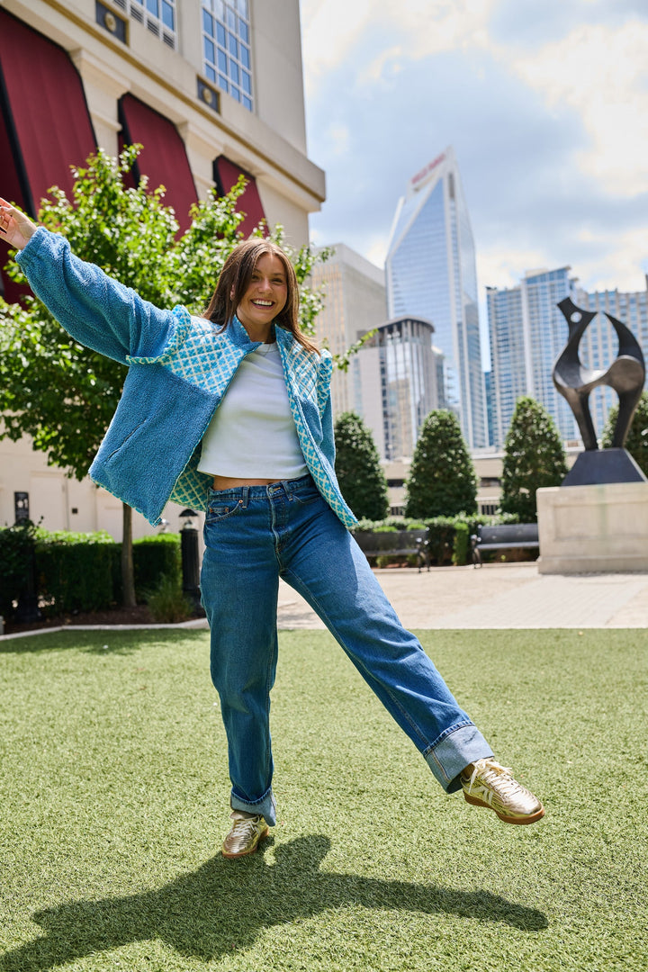Isabella Sherpa Jacket - Blue Clover