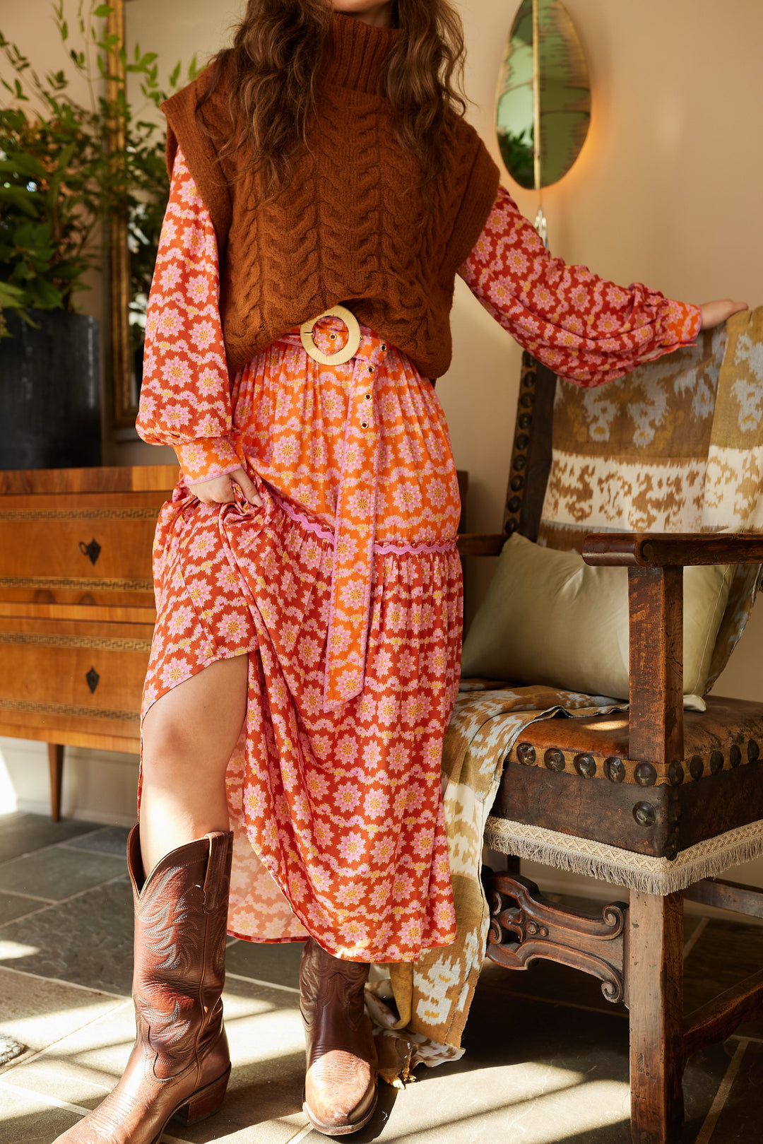 Laura Long Sleeve Dress - Dahlia Brown