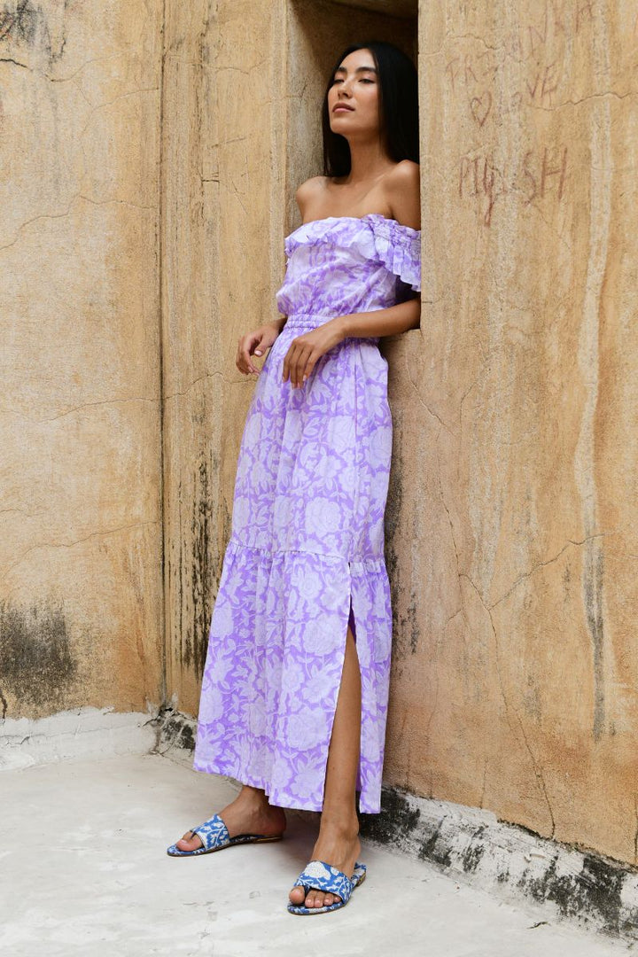 Ines Ruffle organic cotton Midi Dress