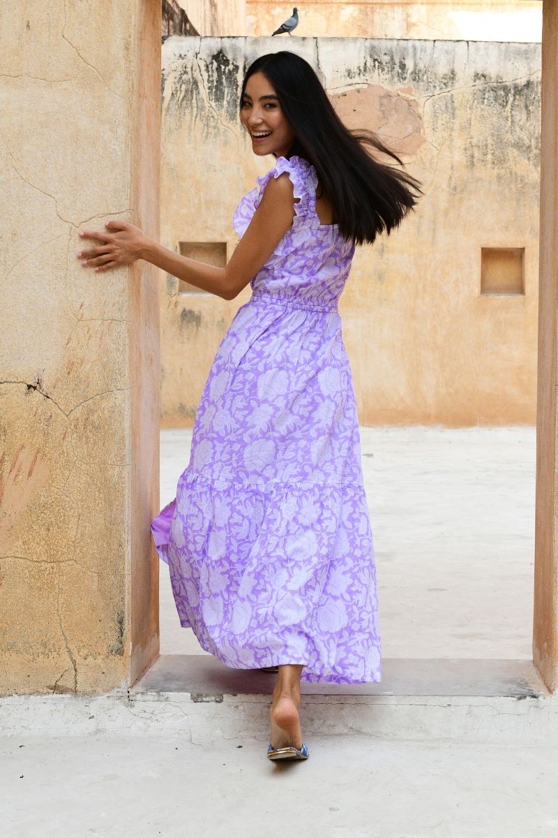 Ines Ruffle organic cotton Midi Dress