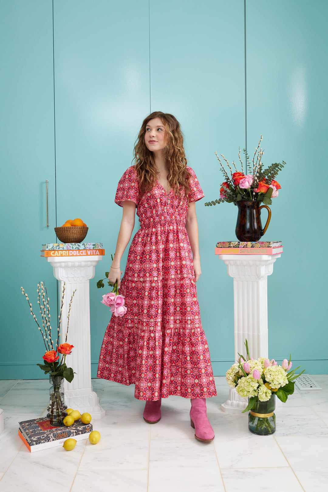 Poppy Deep V Dress - Rose Hill Cottage