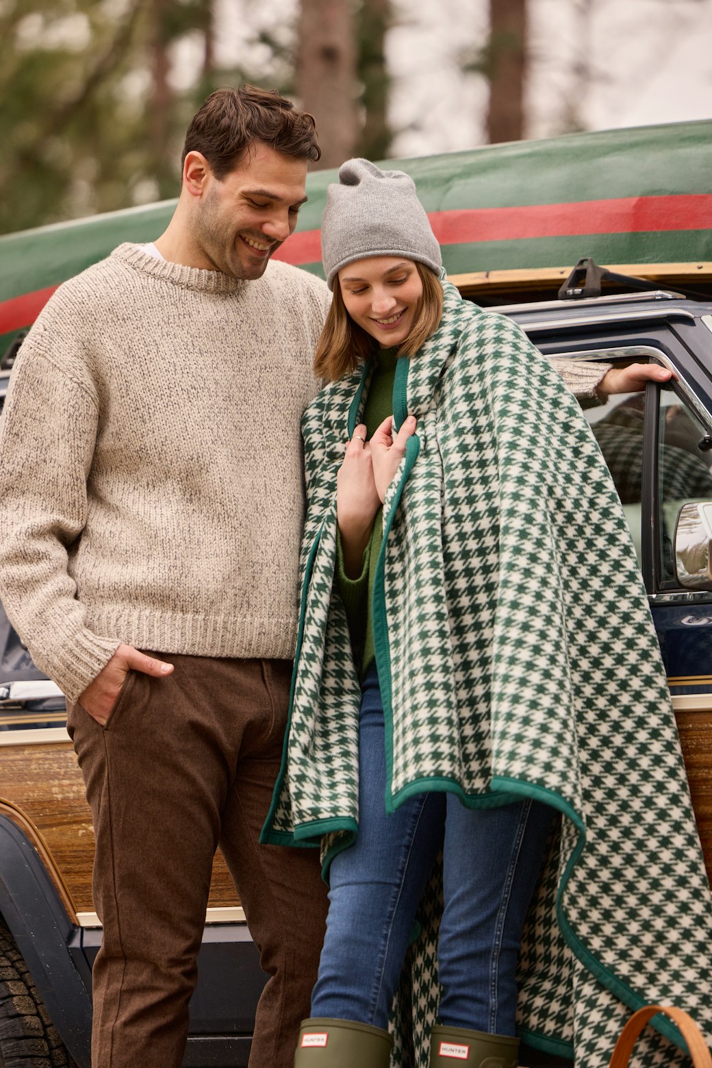 Houndstooth Evergreen Blanket