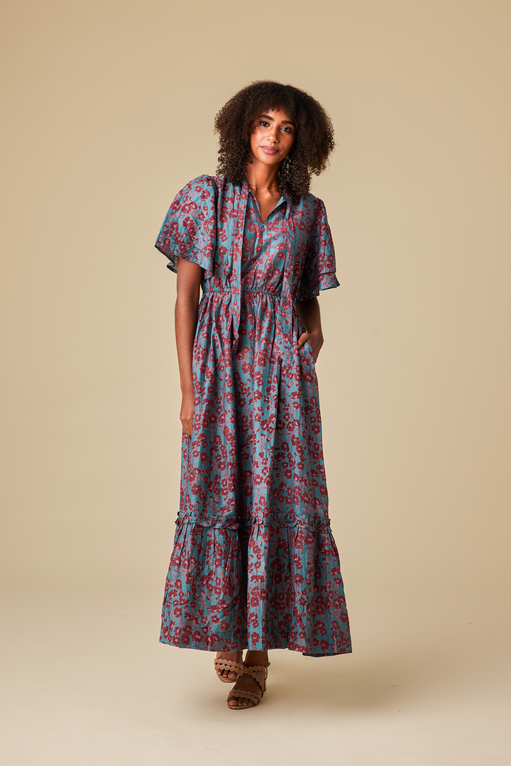 Olbia Chanderi Silk Maxi Dress