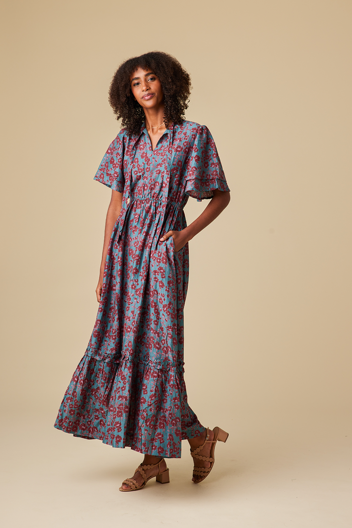 Olbia Chanderi Silk Maxi Dress