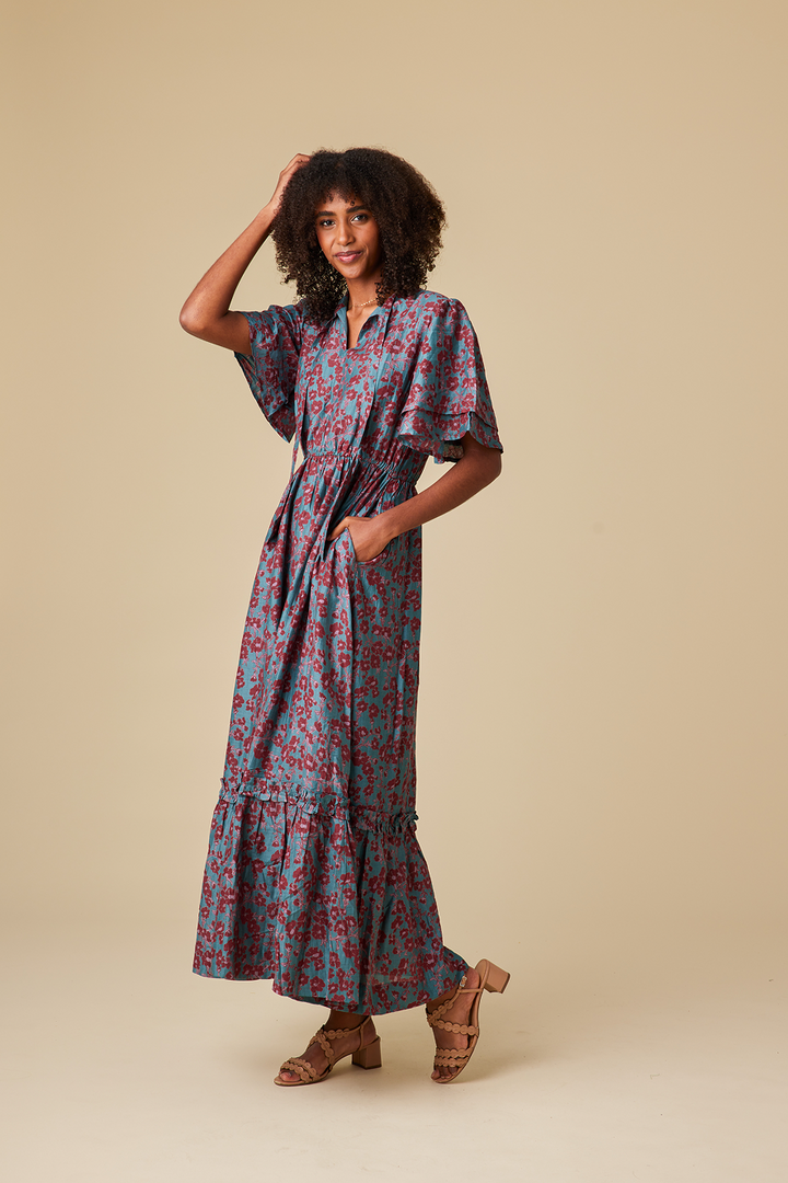 Olbia Chanderi Silk Maxi Dress