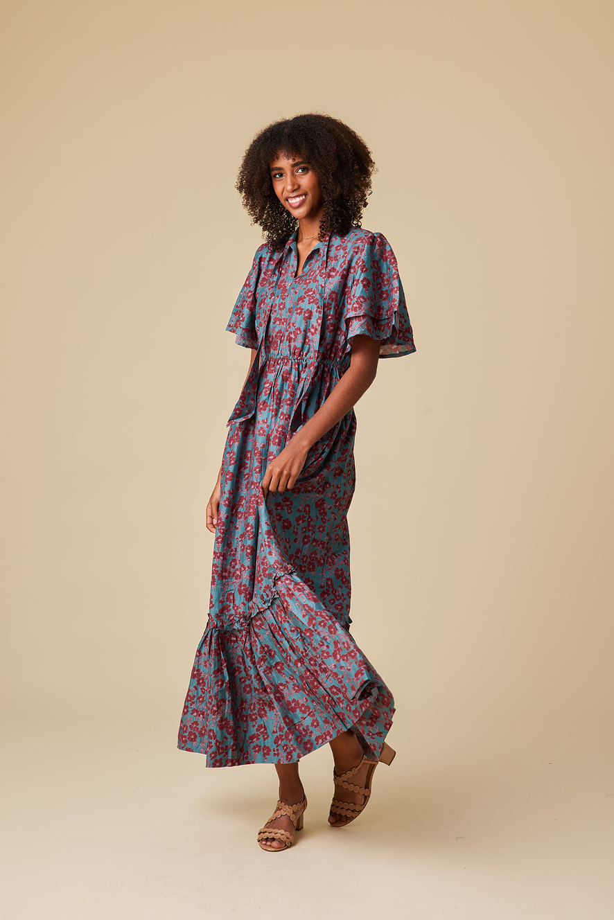Olbia Chanderi Silk Maxi Dress