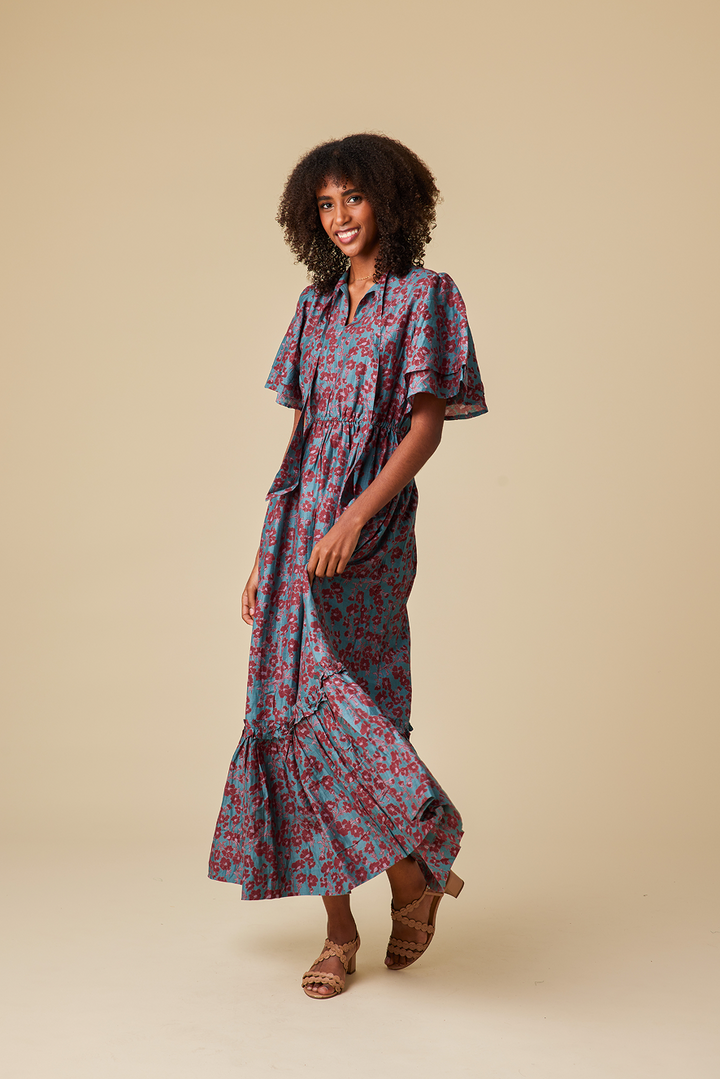 Olbia Chanderi Silk Maxi Dress