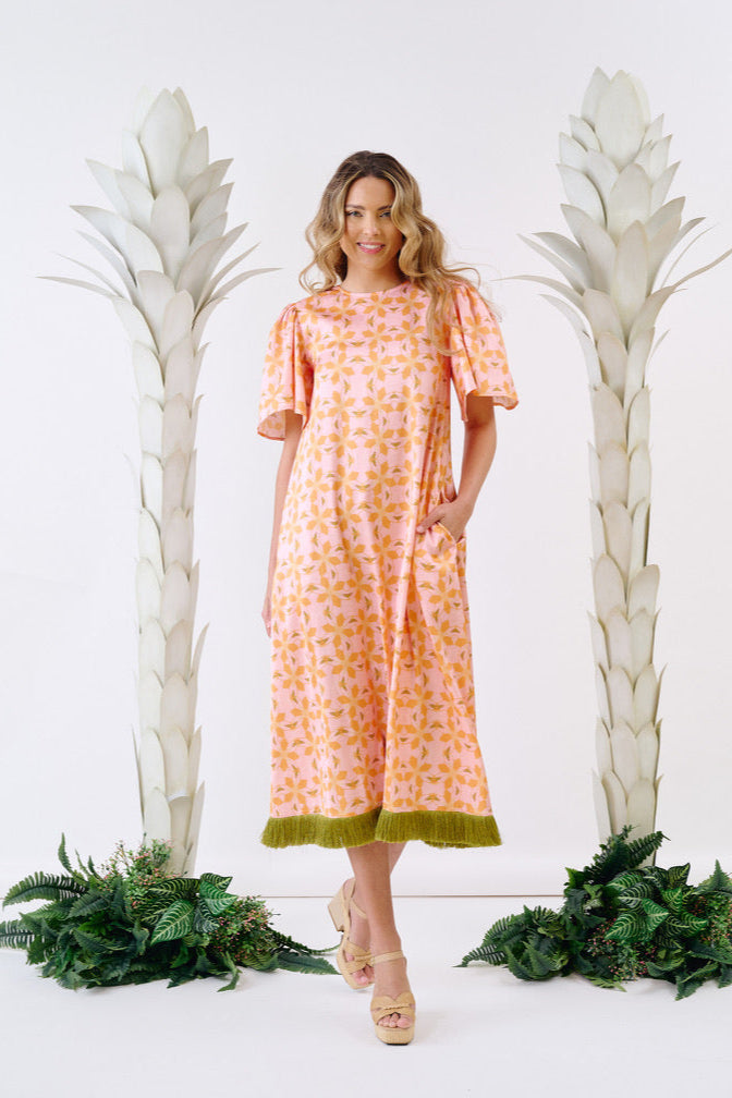 Georgia Dress - Orange Azalea