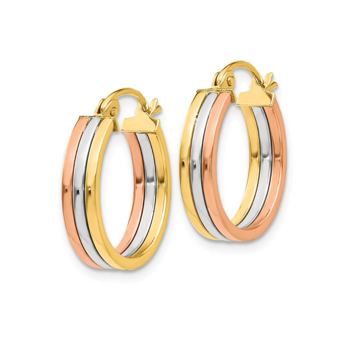 Tri Color Gold Hoops