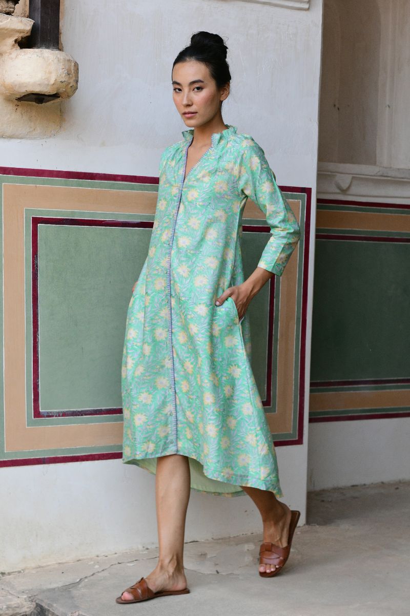 Esme Chanderi Silk Midi Dress