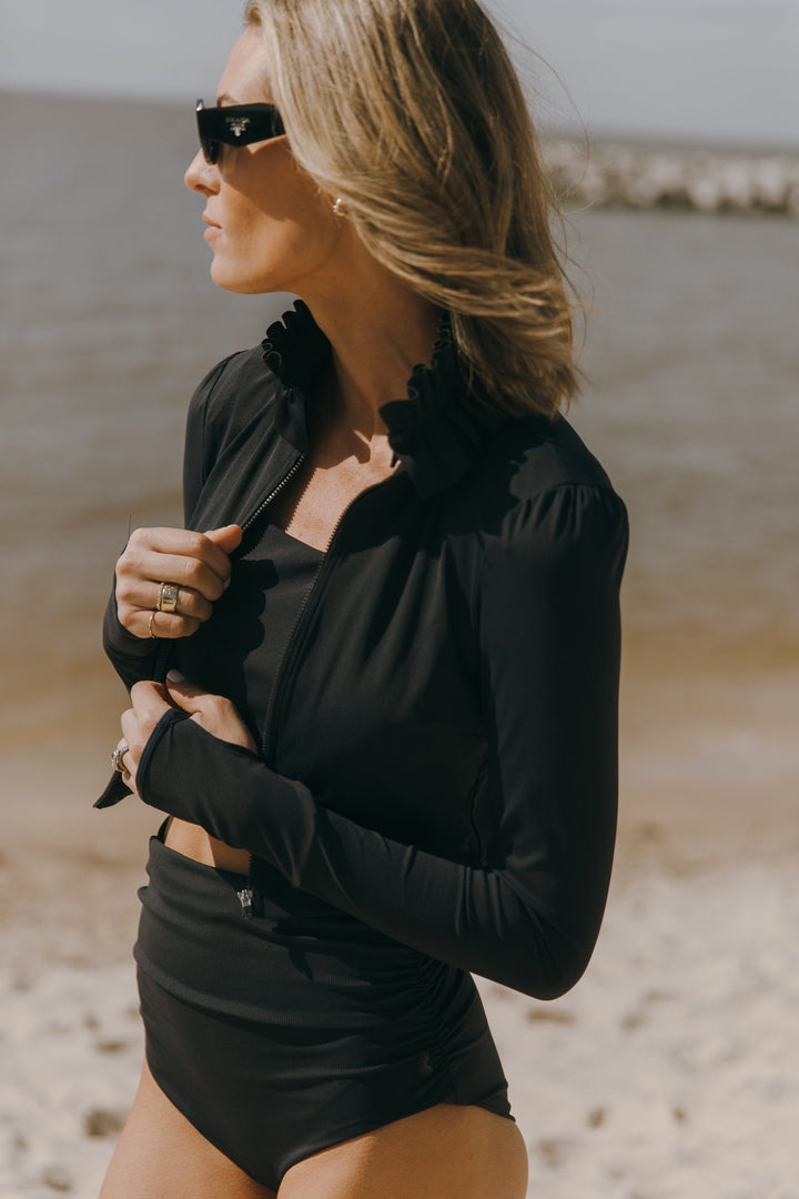 Evelyn Long-Sleeved Zip-Front Top