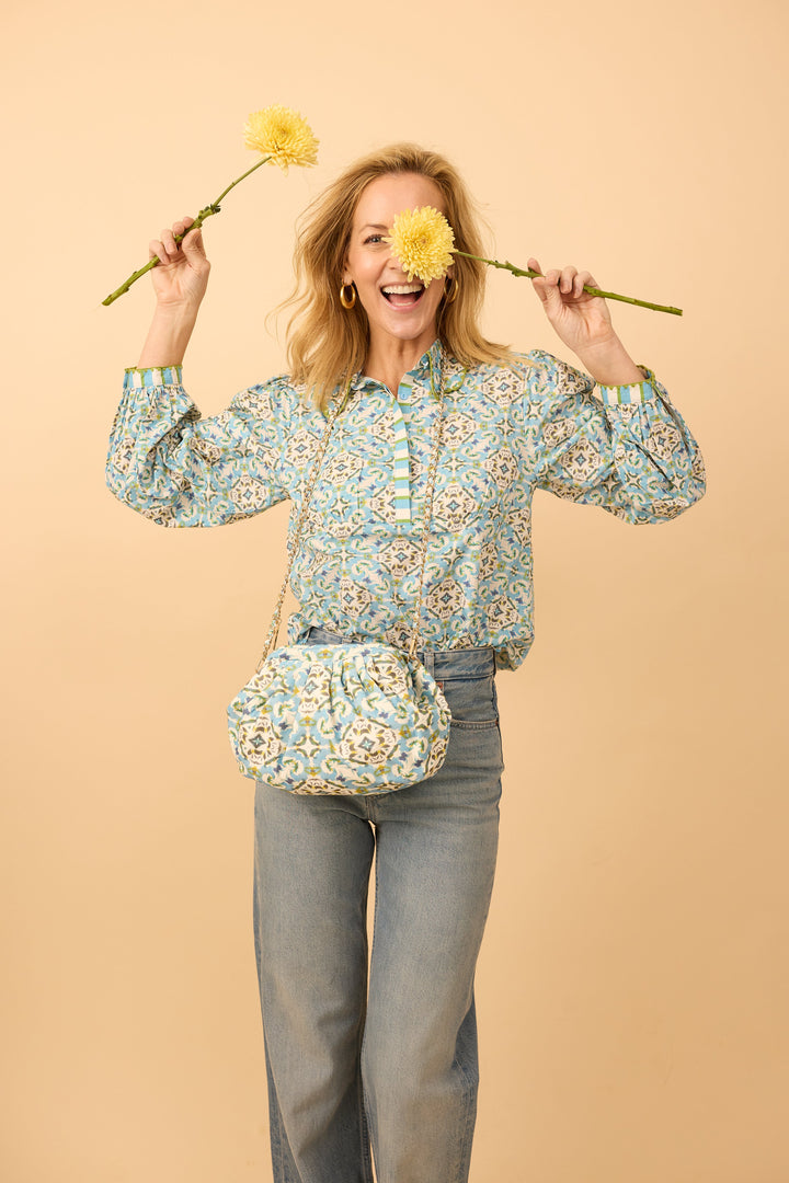 Scalloped Long Sleeve Blouse - English Tile