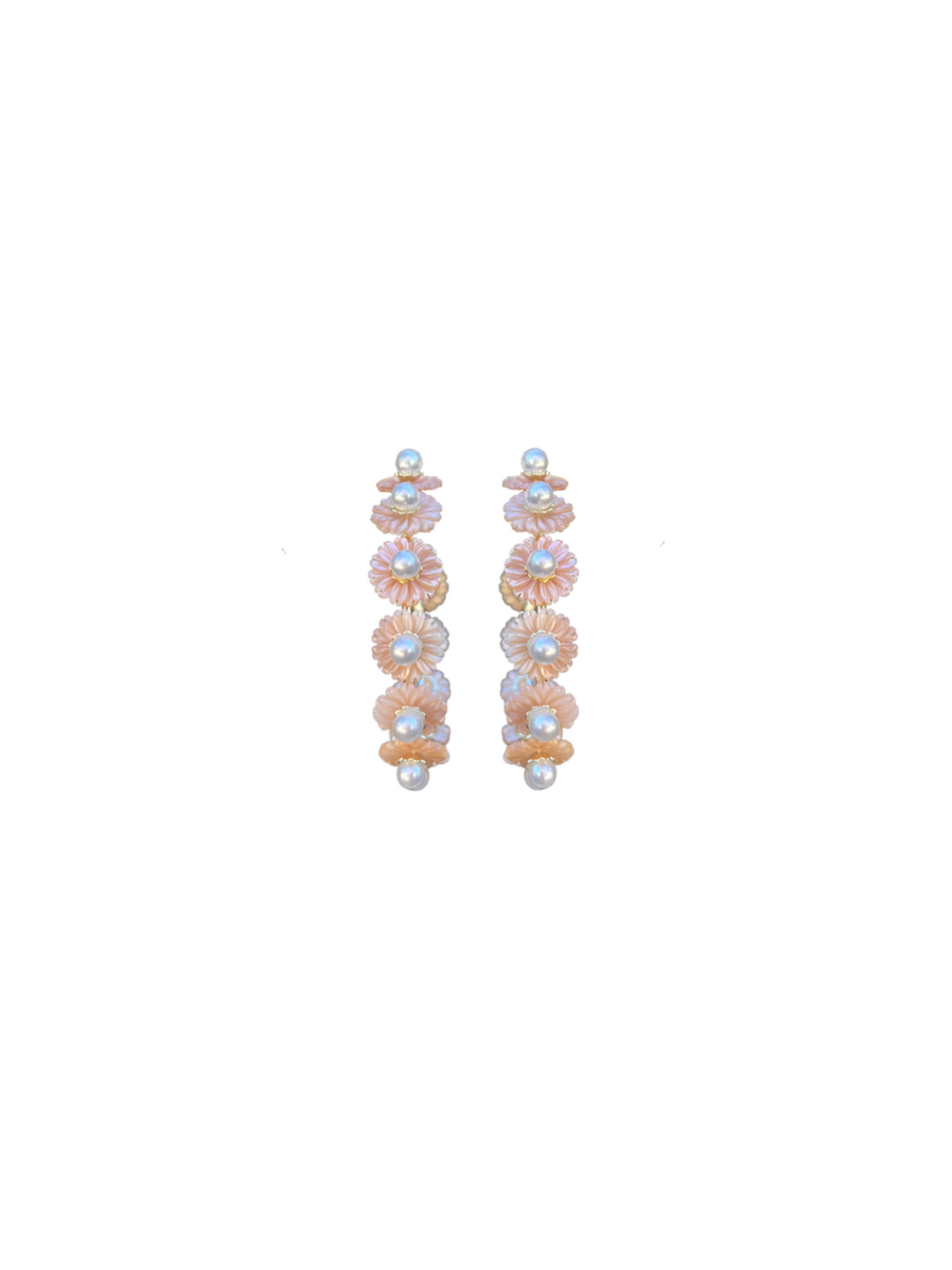 petal pink mother of pearl wildflower hoops