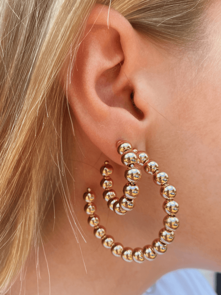 6mm Beaded Hoop Earrings