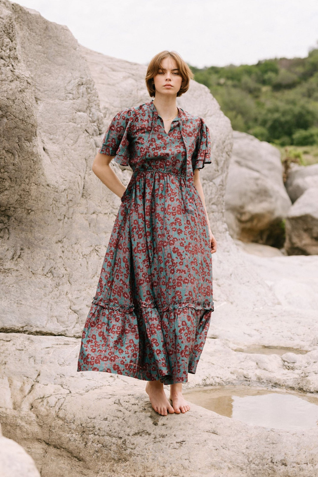 Olbia Chanderi Silk Maxi Dress