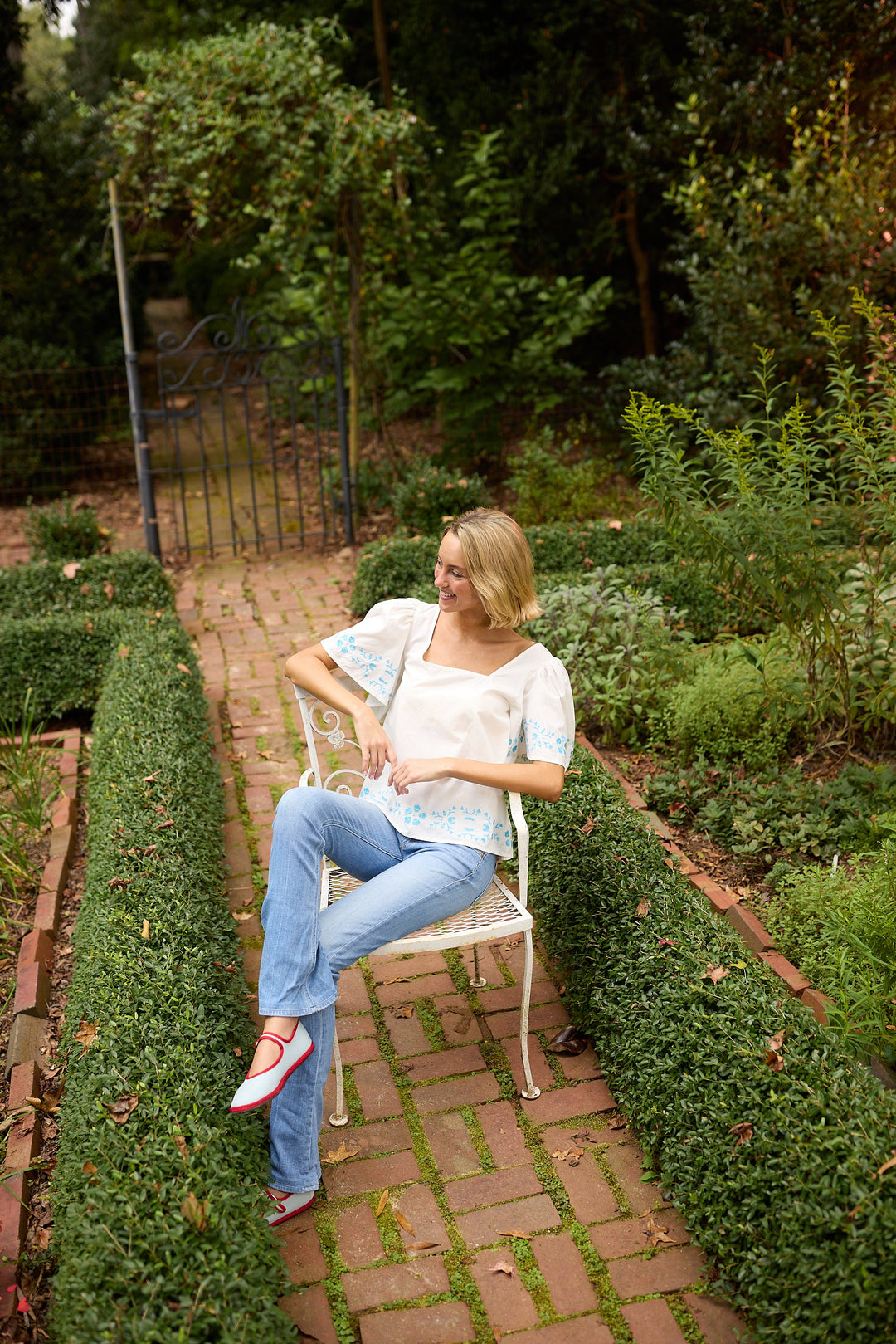 Georgia Blouse - Embroidered Periwinkle