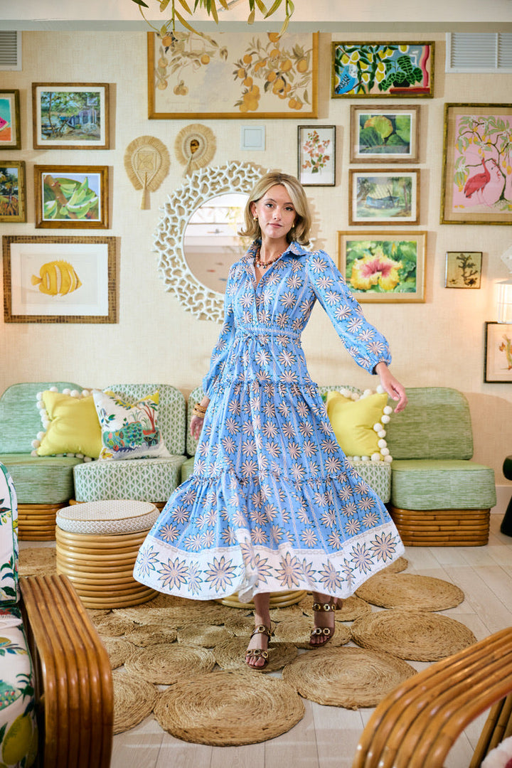 Banyan Long Sleeve Dress - Blue Daisy