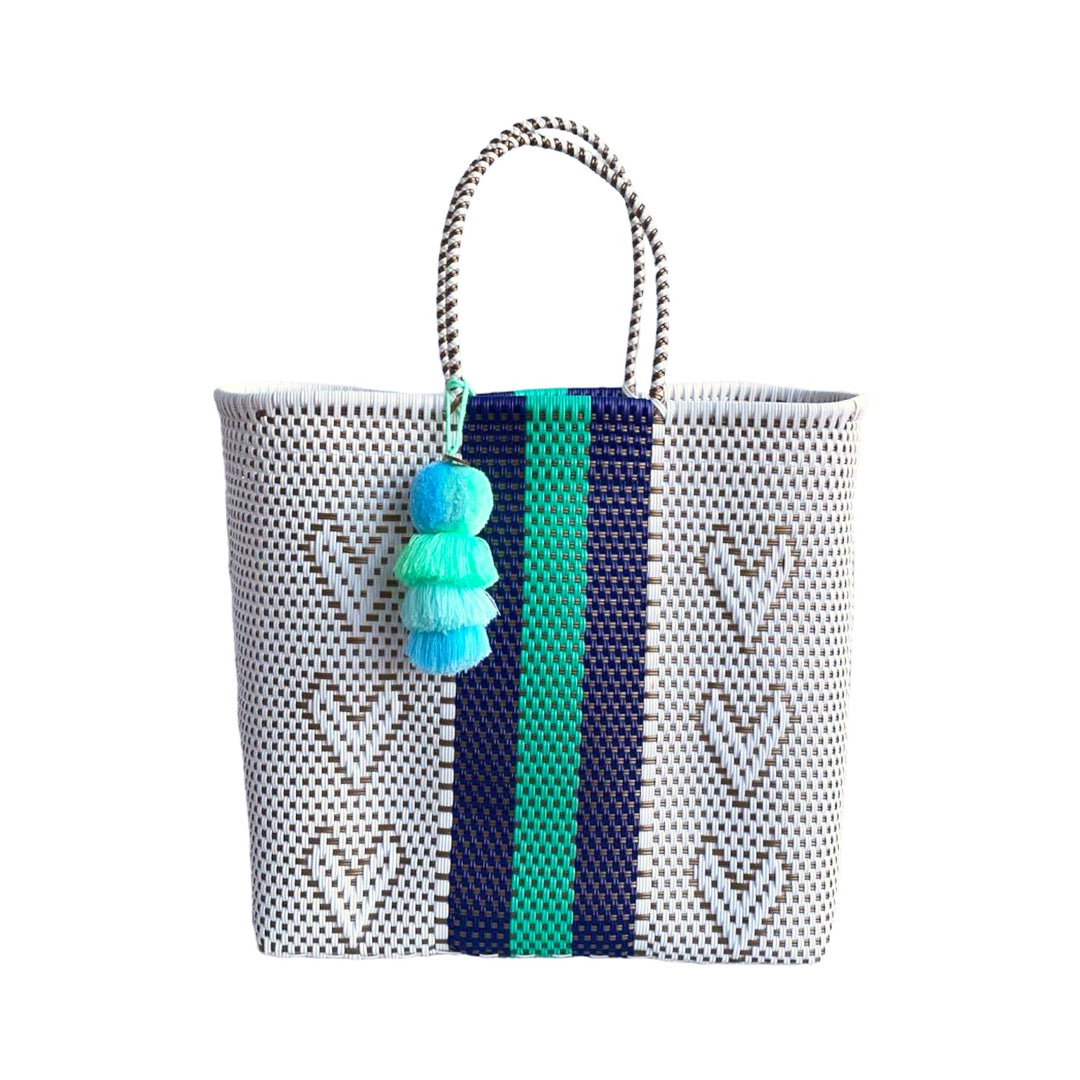 Giving Hearts Aqua Blue Citron Tote