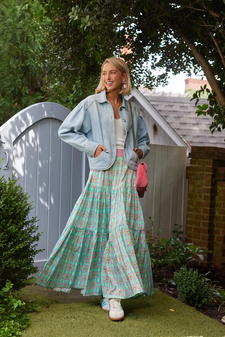 Triple Tiered Maxi Skirt - Birds of Paradise