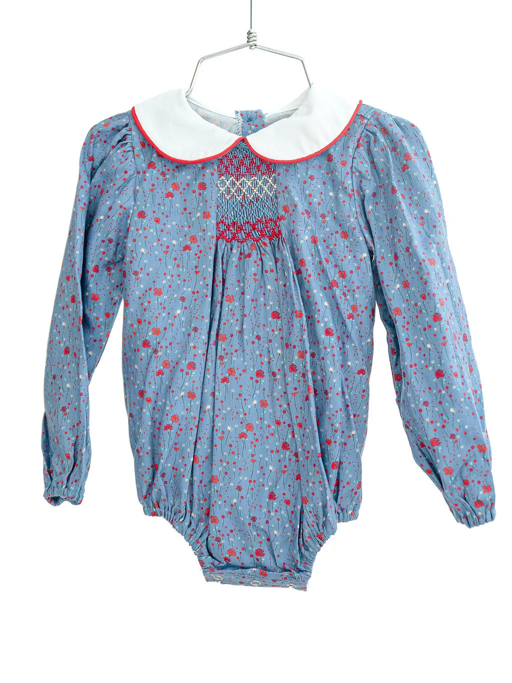 Blue Floral Smocked Emmie Bubble